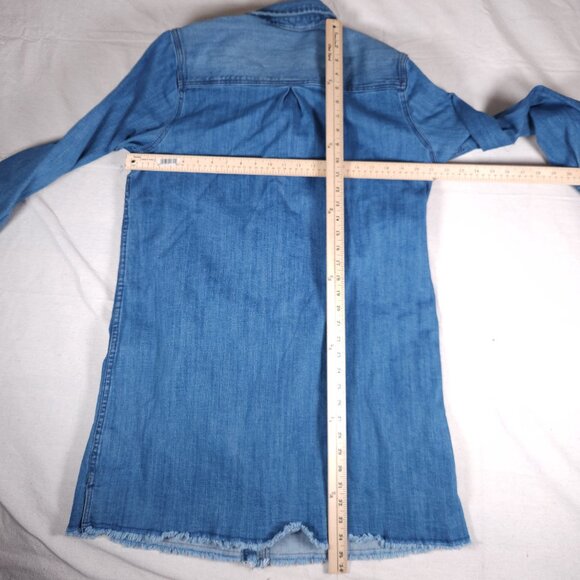 Natural Reflections Denim Shirt Dress Tunic Womens 16 Blue Raw Hem Boho Grunge - Picture 4 of 16